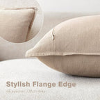 Foindtower Pack of 2, Decorative Linen Soild Throw Pillow Covers Soft Accent Cushion Case Farmhouse Neutral Pillowcase for Chair Couch Sofa Bedroom Living Room Home Decor 24 x 24 Inch Tan Beige