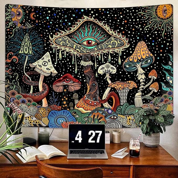 Yeoiat Mushroom Tapestry Hippie Tapestry for Bedroom Cute Tapestries Aesthetic Wall Tapestries Hanging for Bedroom Dorm Living Room (Mushroom, 60.00" x 80.00")
