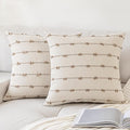 Boho Throw Pillow Covers 24x24 Set of 2 Modern Farmhouse Decorative Cushion Case Tufted Square Pillows Cover Neutral Pillow Cases Accent Pillowcase for Sofa,Couch,Bed,Beige and Khaki