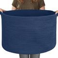 115L Dark Blue Basket for Organizing, 23.6" x 15.7" XXXL Woven Cotton Rope Laundry Basket, Oversized Blanket Storage for Living Room Bedroom, Kids Toy Box Organizer, Pool Towel Storage Bin