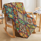 Boho Floral Throw Blanket Colorful Mandala Bohemian Indian Hippie Vintage Blanket for Sofa Bed Couch Chair or Dorm 70"x80"