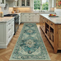 Area Rugs 2'x7' Runner Rug Non Slip Washable for Kitchen Hallway Bedroom Beside Laundry Room Bathroom Rug, Floor Carpet, Dark Blue Vintage