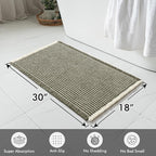 MIULEE Set of 2 Waffle Bathroom Rugs, Boho Bath Rugs Non Slip Washable, Super Absorbent Bath Mats, Ultra Soft Rubber Backed Shower Mats for Bathroom Floor, Tub, Green & Cream, 18x30 Inch