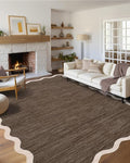 GarveeHome Scalloped Washable Area Rug 8 x 10 Rug for Living Room Modern Brown Rug Non Slip Throw Rugs Distressed Large Bedroom Area Rug Stain Resistant Carpet for Dining Room Nursery 8'x10' Brown