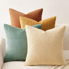 Topfinel Large Decorative Throw Pillow Covers, Soft Velvet Modern Double-Sided Designs Euro Shams Set of 4, Mix and Match for Home Decor, Pillow Inserts Not Included (24x24 inch, Orange/Teal)