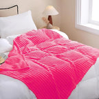 Valentines Day Decorations Hot Pink Fleece Throw Blanket 50”×60” for Couch Sofa,Cozy Plush Microfiber Flannel Blanket with Stripes Design Lightweight Gifts for Adults Woman Girls