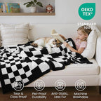 Joiedomi Throw Blanket for Couch, Black White Checkered Knitted Blankets Gifts for Women Mom Girls, Cozy Cute Soft Throw Home Room Decor Aesthetic Women Mothers Birthday Gifts 50x60 Inches