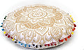 Round Mandala Floor Pillow Cover Seating Cushion Throw Cover Hippie Decorative Bohemian Ottoman Pouf Cover, Pom Pom Pillow Cases,Boho Indian 22 Inches (Gold)