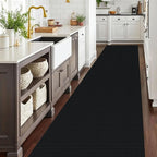 EARTHALL Extra Long Runner Rug 3x18 Ft Washable Runners for Hallways Cotton Non Slip Entryway Runner Braided Kitchen Runner Indoor Outdoor Carpet Runners for Hotels, Officel, Stair, Black
