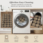 5x7 Farmhouse Rugs for Living Room - Easy Jute Area Rug for Large Entryway Indoor Outdoor, Patio, Bedroom Under Bed, Washable Non Slip Rustic Woven Checkered Plaid Black and Tan Carpet