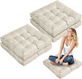 Jerify Floor Pillow Cushions Large Round Square Large Meditation Floor Pillow for Classroom Adult Meditation Picnic Party Seating Learning Daycare School(Square,Beige,4 Pcs)