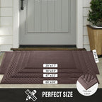 Sturdy Front Door Mat, Absorbent Muddy Dirt Resist Welcome Door Mats Outdoor Indoor, Stain and Fade Resistant, Non-Slip Backing Entry Mat Low Profile Doormat for Entryway, 72×24, Coffee