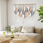 Alynsehom Large Macrame Wall Hanging, Boho Woven Tapestry, Chic Modern Bohemian Handmade Leaf Feather Wall Art Home Decor for Apartment Dorm Living Room Bedroom Nursery Backdrop (39" W X 29.5" L)