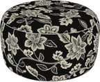 LVTXIII Indoor/Outdoor Extra Large Inflatable Ottoman Pouf D31 x H14 Inch, Round Footstool with Handle, Weather-Resistant Portable Furniture for Patio, Camping, Beach, Elegant Vines Black