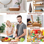 Eccliy 6 Pack Wicker Bread Baskets 15.8 Inch Woven Serving Basket for Gifts, Poly Wicker Storage Rectangle Rattan Display Trays for Bread Food Vegetables Fruit Snacks Tabletop Restaurant Home