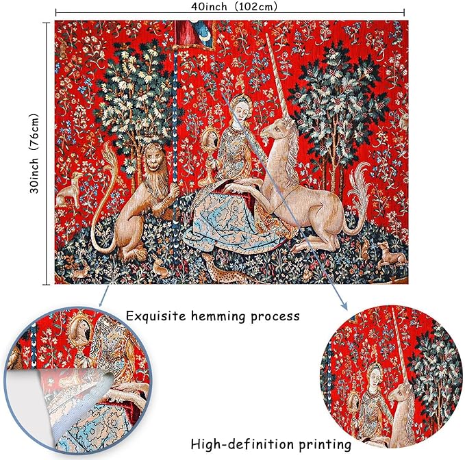 FEASRT Wild Animal Psychedelic Bohemian Tapestry, 40x30 Inches Soft Flannelette, for Living Room Royal Historical Decor