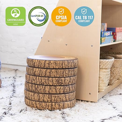 ECR4Kids SoftZone Tree Floor Cushions, Flexible Seating, Chocolate, 6-Pack