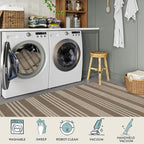 Lahome Striped Easy Jute 2x6 Runner Rug, Farmhouse Kitchen Rugs Non Slip Washable Entryway Hallway Runner, Neutral Non Shedding Lightweight Indoor Outdoor Carpet for Foyer Corridor, Khaki