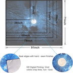 Algasan Forest Galaxy Starry Tapestry, Starry Night Sky Moon Stars Ceiling Tapestry Blue Space with Trees Nature Tapestries Wall Hanging for Bedroom Dorm Living Room (59" X 79")