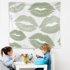 WNAGT Trendy Black and White Kiss Lips Tapestry Wall Hanging, Funky Makeup Wall Decor, Fashion Aesthetic Wall Blanket Decor for Girls Room College Dorm Makeup Room Beauty Room, 50x60 Inch