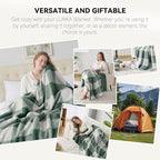 LURKA Checkered Sherpa Fleece Throw Blanket – Soft and Cozy, Medium Weight for All Season, Plush Throw for Couch, Bed & Pets, Sage, 50x60 Inches