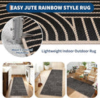 GarveeHome Easy Jute 2x6 Modern Rainbow Runner Rug for Kitchen Hallway Bedroom Non Slip Indoor Outdoor Runner Door Mat for Laundry Porch