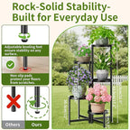 Tall Plant Stand Indoor Outdoor, Corner Metal Flower Pot Stands for Multiple Plants, 5 Tier Heavy Duty Plant Shelf for Patio Garden Balcony Living Room Bedroom - BlackDisk