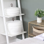 Sea Team Round Cotton Rope Storage Basket with Lid, Decorative Woven Storage Bin, Pot, Caddy, Organizer, Container for Snacks, Towels, Plants, 13 x 5.5 Inches (Large, Shallow, White)