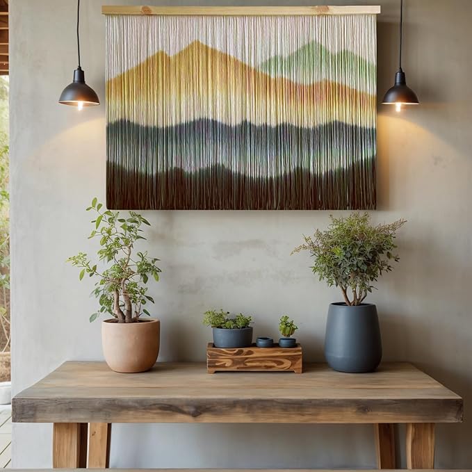 laddawan Extra Large Macrame Wall Hanging Dip-Dyed Tapestry Modern Wooden Home Wall Art For Living room Boho Handmade Wall Decor For Bedroom (Coffee)
