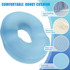 BlissTrends Donut Pillow Seat Cushion, Donut Chair Cushions for Postpartum Pregnancy & Hemorrhoids, Tailbone Pain Relief Cushion, Lifting Cushions for Office & Home Chairs (Light Blue, X-Large)