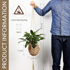 Shappy 2 Pack Jute Crochet Long Plant Hanger for 3 Inch to 12 Inch Pots, Macrame Plant Holder Rope with S Shaped Hooks for Halloween Home Decor (Brown)