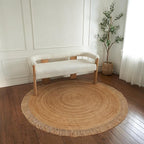 KIBAGA Beautiful 5x5 ft Round Jute Area Rug for Your Home - This Natural Hand Woven Rug Fits Perfectly Into Your Entry Area, Kitchen Or Living Room - Modern Braided Circle Mat Enhances Any Boho Decor