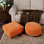 SUTAVIA Pouf Ottoman Cover Unstuffed Pouf Seat Decorative Soft Storage Bean Bag 20x20x8 Inches Floor Footrest for Living Room Bedroom (Burnt Orange, Round)