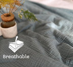 KyraHome 100% Cotton Throw Blankets for Couch, 60"x80" Plant-Dyed Breathable Lightweight Gauze Soft Muslin Throw Blankets for Adults, All Season (Slate Blue)