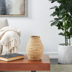 Deco 79 Seagrass Handmade Decorative Vase Braided Centerpiece Vase, Vase for Home Decoration 8" x 8" x 10", Light Brown