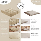Meditation Floor Pillow 22×22 Inch 2 Pack Large Floor Cushions for Adults Square Tufted Corduroy Floor Pillows for Yoga Living Tatami Room Beige