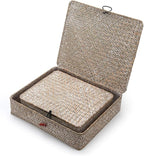 Seagrass Storage Baskets with Lid, Flat Wicker Basket, Shallow Woven Basket for Shelf, Decorative Storage Boxes for Organizing, Whitewash