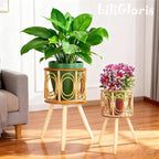 Boho Rattan Plant Stand Indoor Outdoor - 2 Rattan Wicker Planter Shelf for Multiple Plants, Mid Century Modern Wooden Flower Pot Holder with Stand, Farmhouse Home Decor for Living Room
