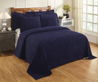 Better Trends Chenille Bedspreads Twin Size, Navy 100% Cotton Chenille Stripe Design Tufted Bedding Coverlet Soft Lightweight, 96"x110" with 1 PC Sham 2 Pieces Set Jullian Collection