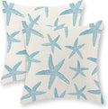Blue Starfish Pillow Covers 18x18 Set of 2 Coastal Throw Pillows Spring Summer Nautical Ocean Theme Beach Decorative Pillow Cases Farmhouse Linen Outdoor Decor Cushion Case for Home Bedroom