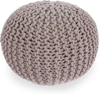 Moro Knitted Cotton 20 x 20 Round Pouf,Furniture,Primary Living Space,Bean Bag Chairs & Lazy Sofa Chair,Brown