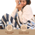 Folkulture Throw Blanket for Couch 50" x 60" |100% Recycled Cotton, Lightweight Throw Blanket for Chair, Couch, Sofa, Bed | Guest Room Must Haves Boho Blanket | Winter Blue
