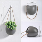 Set of 3 Ceramic Hanging Planters for Small Plants & Artificial Greenery, Wall Decor for Bathroom Living Room Bedroom Home Office Corridors