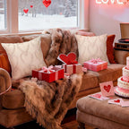 Oudain Set of 2 Heart Love Cute Decorative Throw Pillow Covers, 18 x 18 Inches Soft Plush Faux Fur Pillow Covers for Couch Sofa Indoor Outdoor Home Decoration