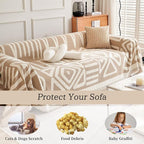 ROOMLIFE Boho Couch Cover for 3 Cushion Couch L Shape Sofa Covers for Sectional Sofa Reversible Silpcover for Dogs Washable Chenille Furniture Protector for Living Room,91"x134"