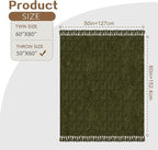 Chenille Throw Blanket for Couch with Tassels,50"X60" Soft Cozy Lightweight Knitted Boho Decorative Blankets for Bed and Sofa,Olive Green