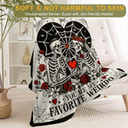 Valentine’s Day Decorative Throw Blanket Gifts for Him Her, Gothic Skeleton Couple Decoration Halloween Wedding Gift for Wife, Husband,Romantic Decor, Gift for Boyfriend Girlfriend,60x80 Inch