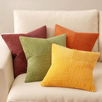 MIULEE Yellow Orange Rust Throw Pillow Covers 20x20 Inch 4 Packs Boho Farmhouse Decorative Color-Clash Pillow Cases Soft Cushion Cases for Couch Sofa Bed Corduroy Striped Home Decor