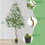 8ft Artificial Olive Tree, 96” Tall Fake Plant with Basket, Indoor Outdoor Faux Large Olive Silk Tree for Home Office Living Room Decor (2400 Leaves)