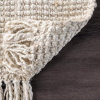 Nuloom Daniela Off-White, 6' Square, Handmade, Jute, Tassel, Soft and Textured, High Traffic, Stain Resistant, Easy Clean, Durable Area Rug for Bedroom, Living Room, Dining Space, Foyer, Entryway